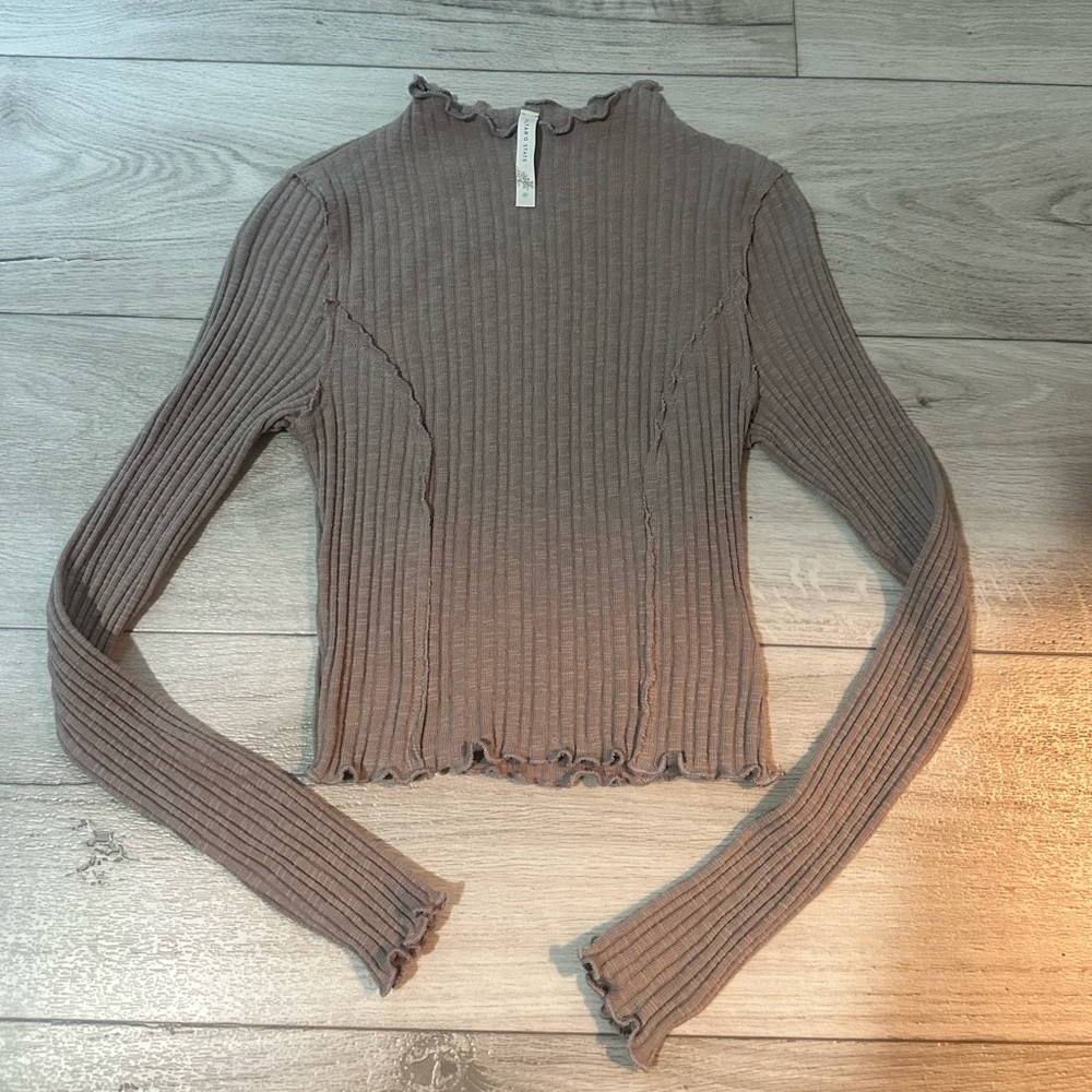 Altar'd State Taupe Ribbed Top
